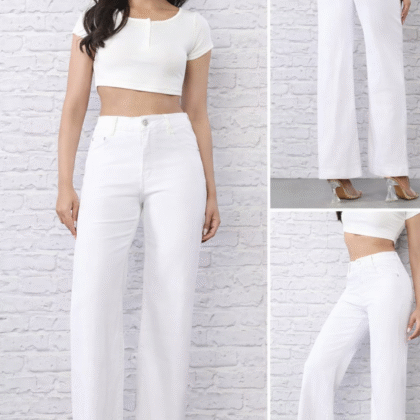 Jean παντελόνι wide leg λευκό