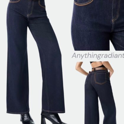 Jean παντελόνι wide leg με ζωνακι καφέ