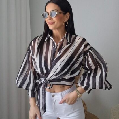 Πουκάμισο crop ριγέ