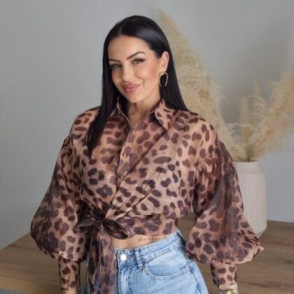 Πουκάμισο λεοπάρ crop