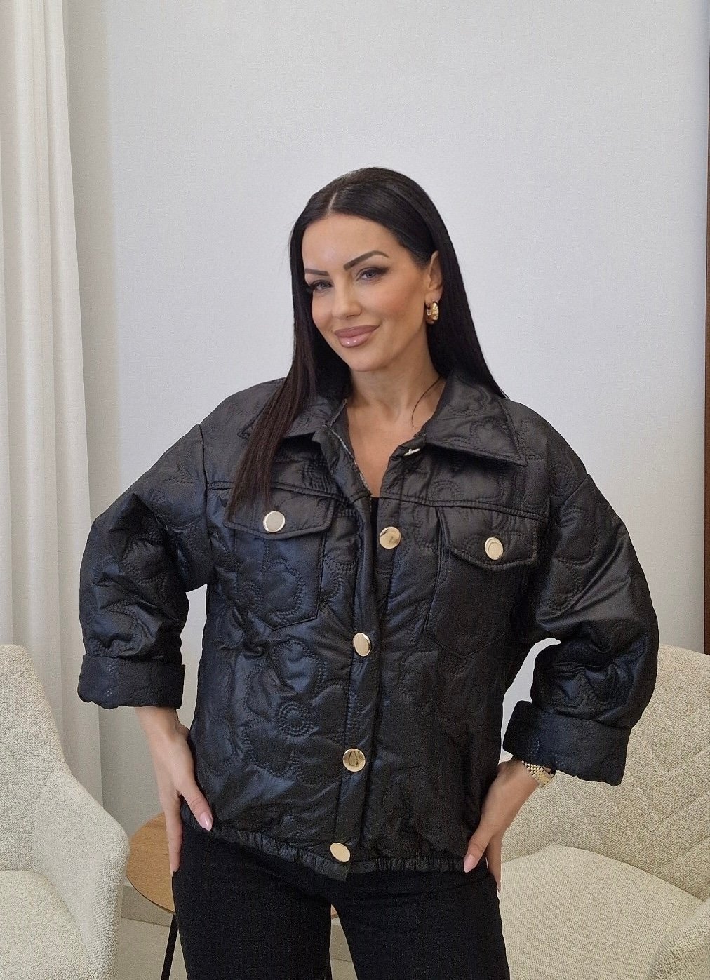 Κοντό καπιτονέ μπουφανακι Spring sings μαύρο