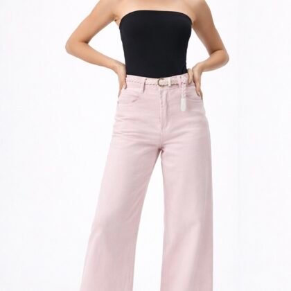 Jean wide leg ροζ