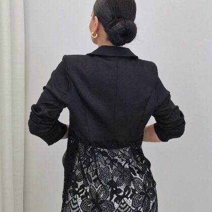 Σακάκι μαύρο με δαντελα