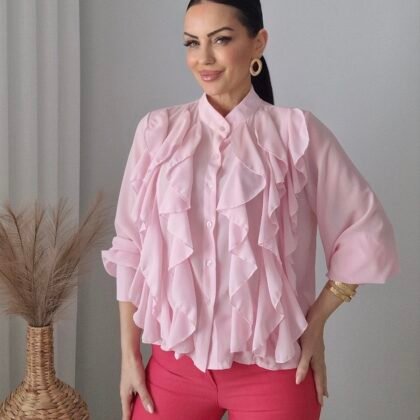 Πουκάμισο με βολάν ροζ