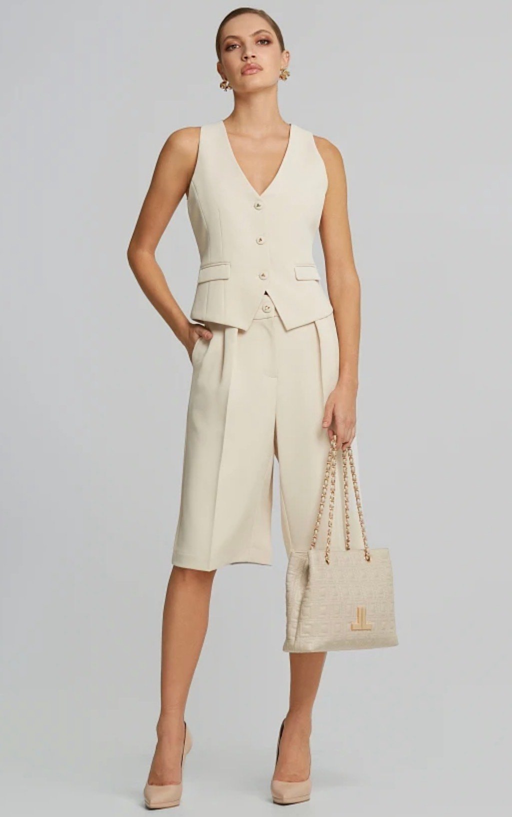 Κρεπ βερμούδα με πιέτες - Image 3