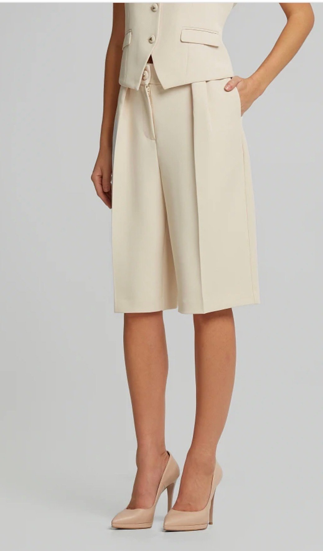 Κρεπ βερμούδα με πιέτες - Image 2