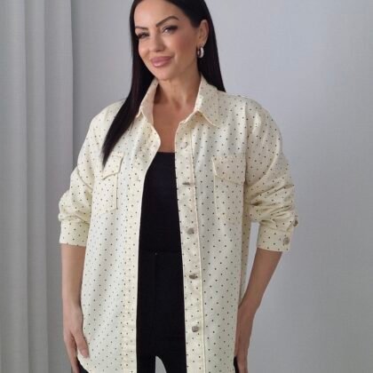 Πουκάμισο Jean πουά κίτρινο