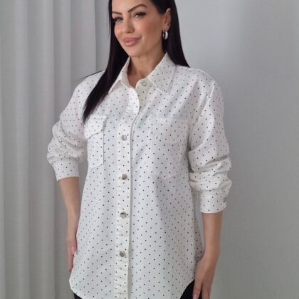 Πουκάμισο Jean πουά λευκό