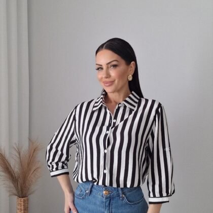 Ριγέ πουκάμισο μαύρο λευκό