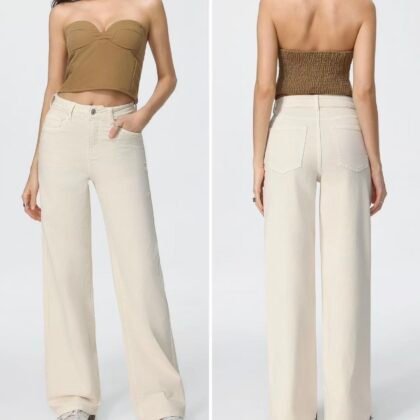 Jean παντελόνι wide leg μπεζ
