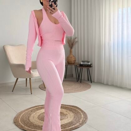 Αθλητικό σετ τριών τεμαχίων ροζ