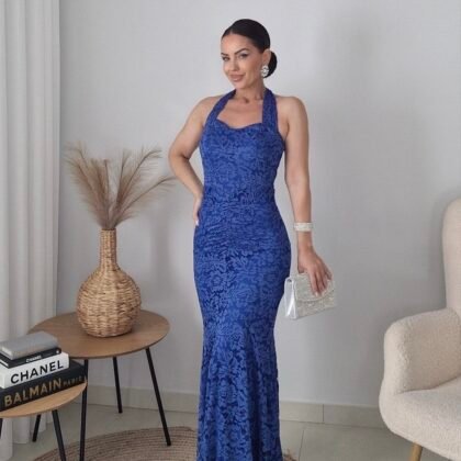 Blue lace φόρεμα