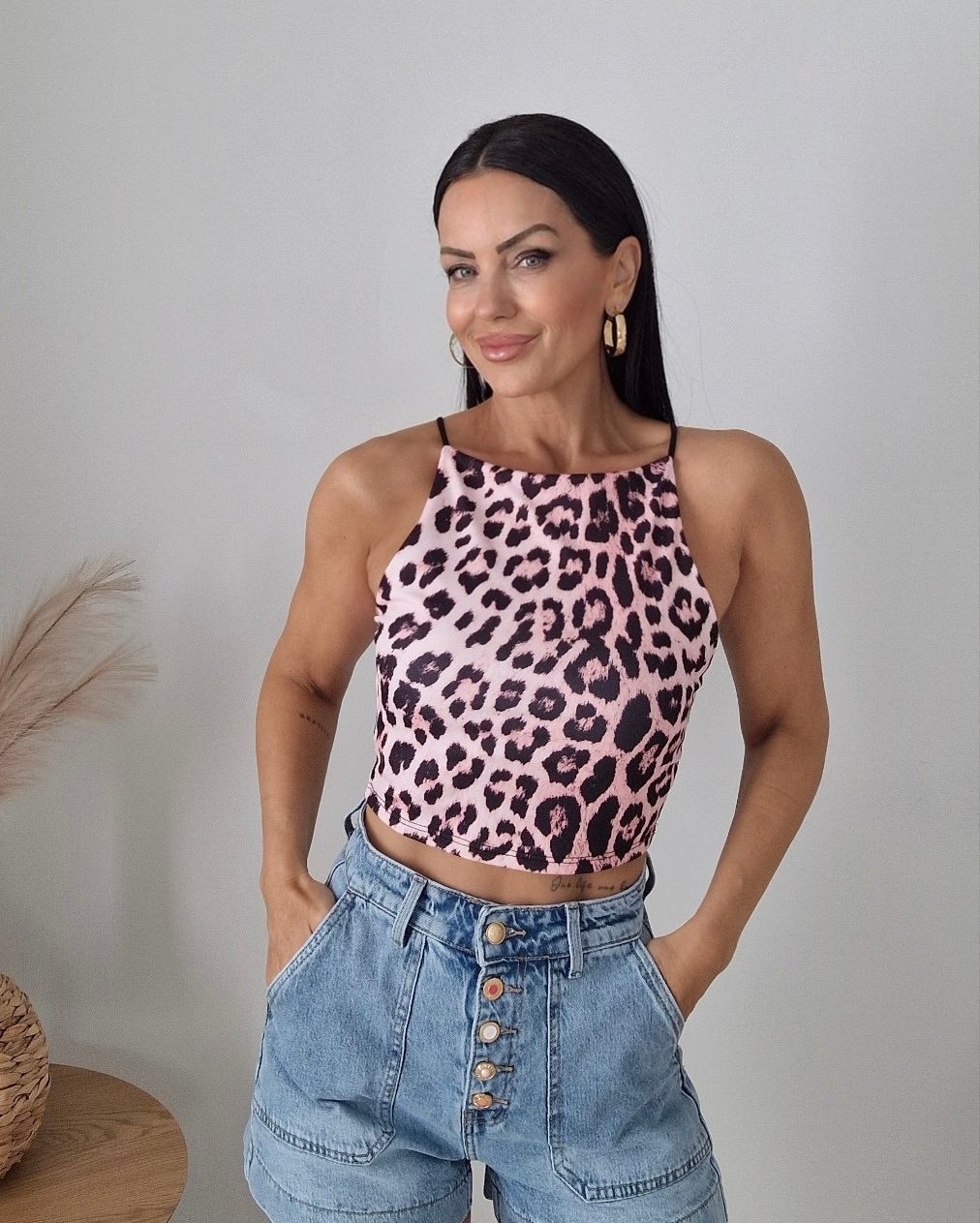 Ροζ animal print top