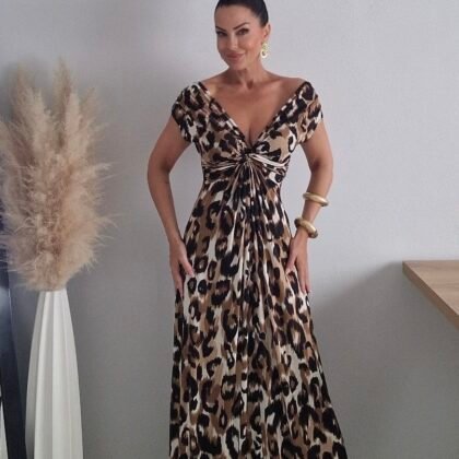 Μαξι φόρεμα με κόμπο leopard