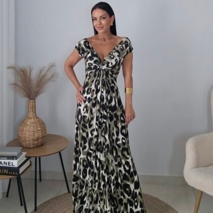 Olive Sculpt Maxi φόρεμα με κόμπο