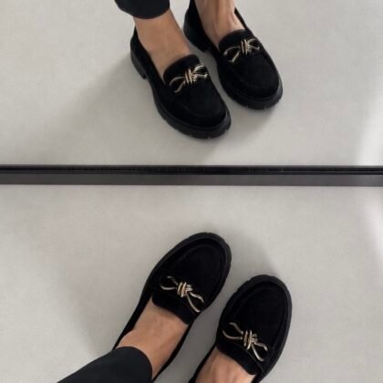 Black Suede Chain Loafers