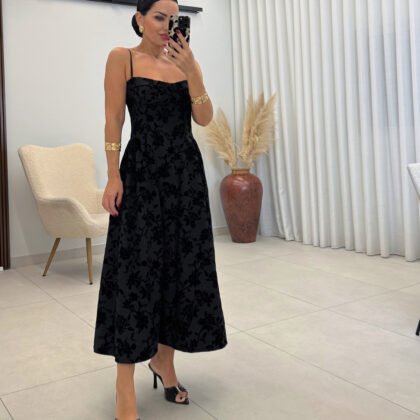 Black Velvet Bloom Dress