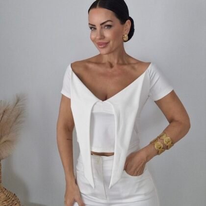 Linen Touch Tie Top – White