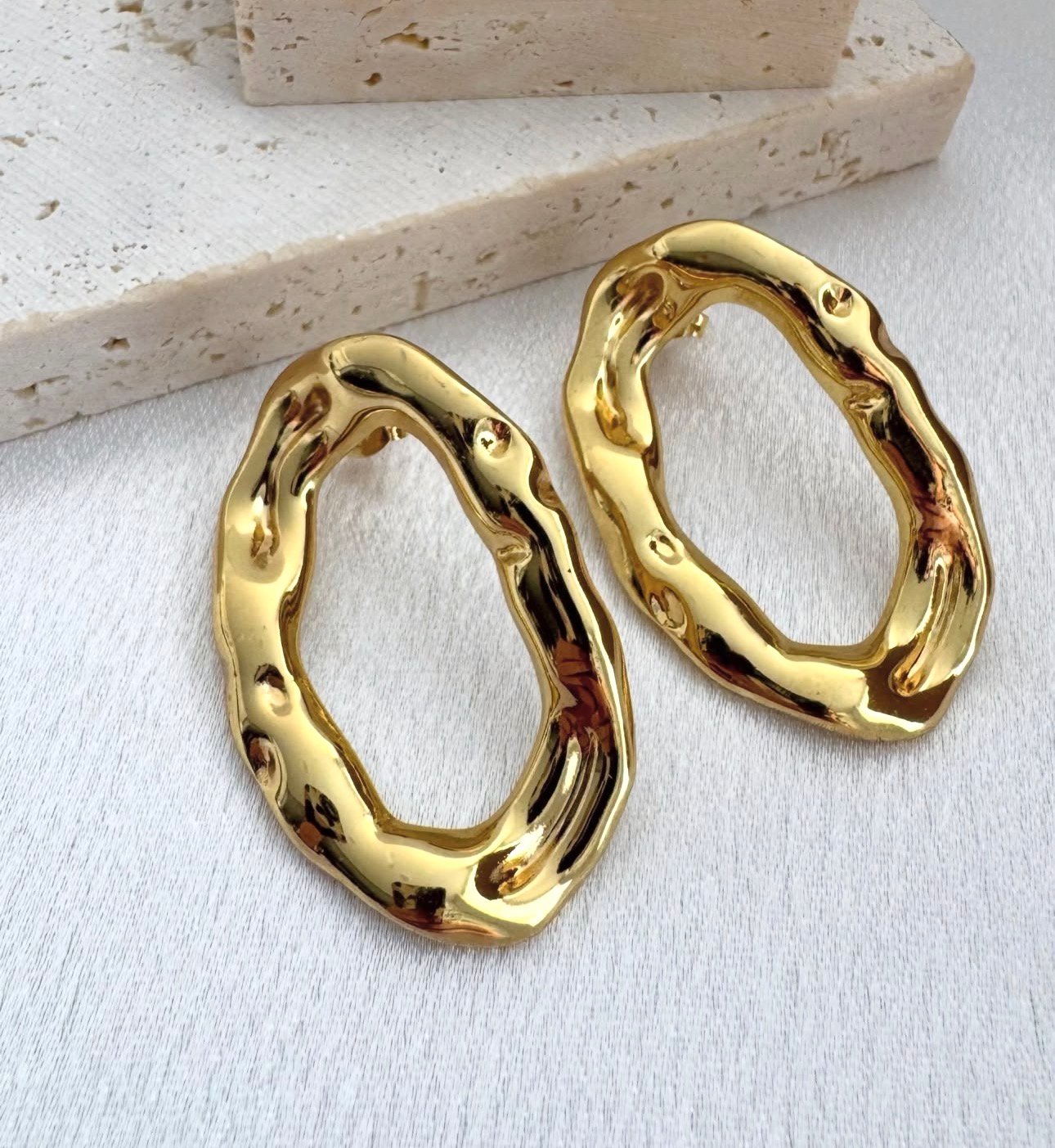 Molten Oval Earrings - Image 2