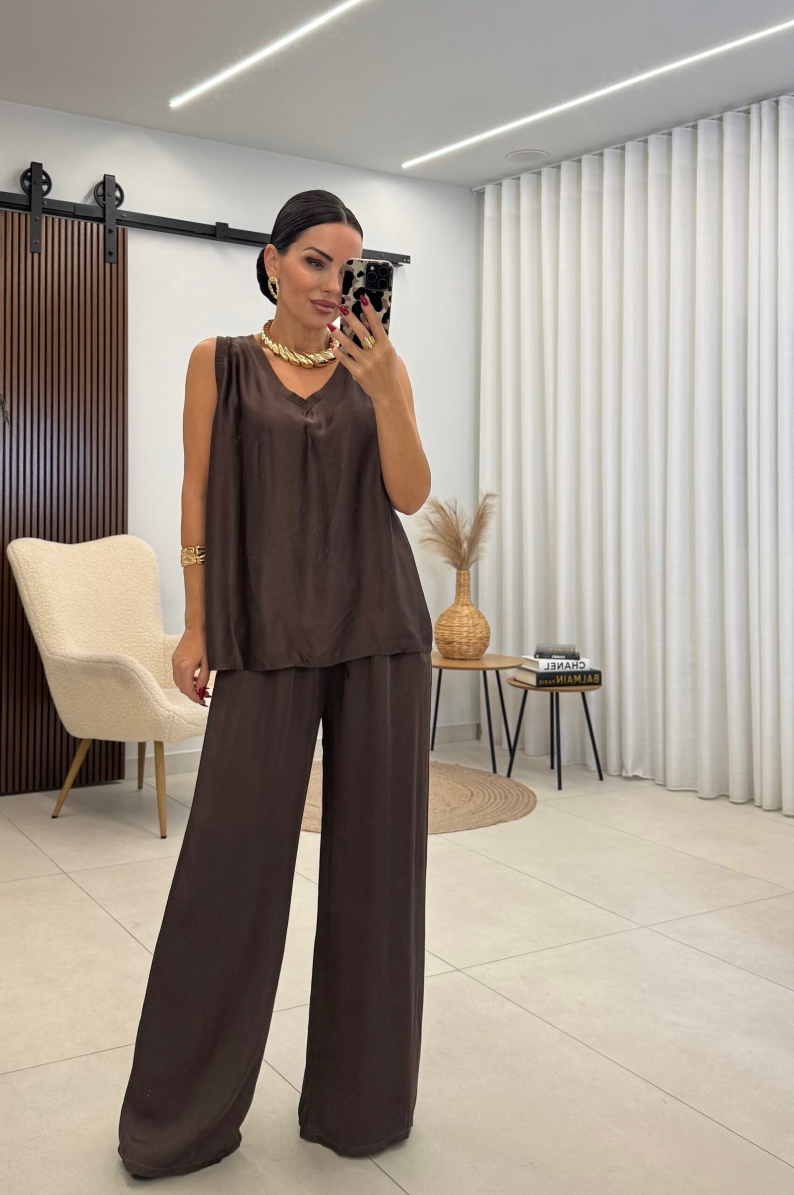 Chocolate Satin Flow Set