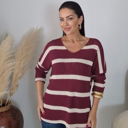 Bordeaux Stripe Knit