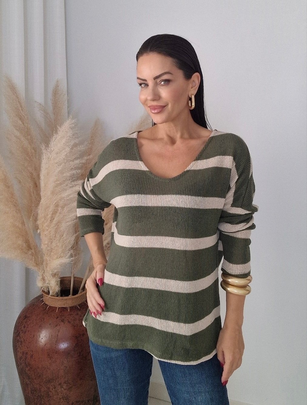 Olive Stripe Knit - Image 2