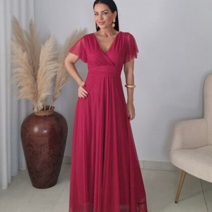 Wine Grace Tulle Dress