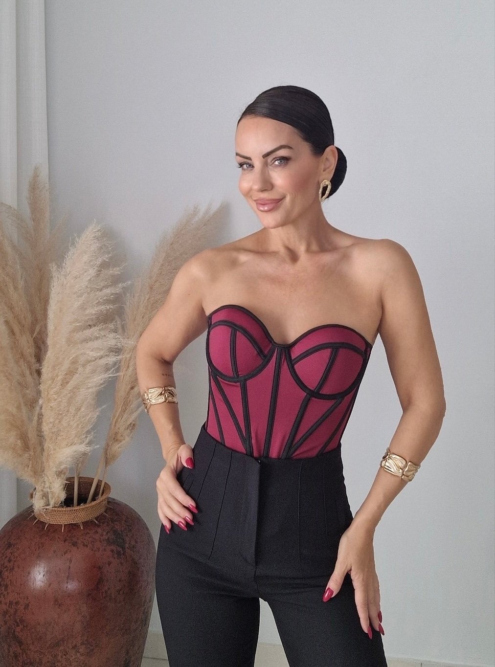 Wine Sculpt Corset Top - Image 2