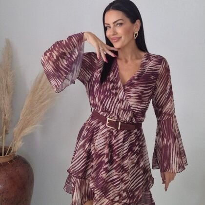 Animal Print Flowy Mini Φόρεμα