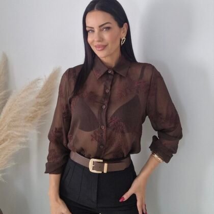 Chocolate Lace Καφέ Πουκάμισο