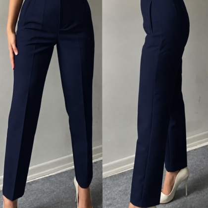 Essential High Waist Παντελόνι – Μπλε Navy