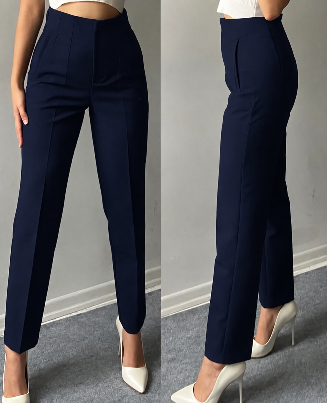 Essential High Waist Παντελόνι – Μπλε Navy