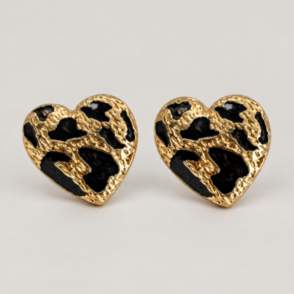 Black Heart Steel Earrings