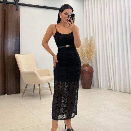 Lace Silhouette Dress Black