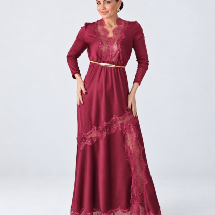 Φόρεμα “Wine Elegance” με Δαντέλα
